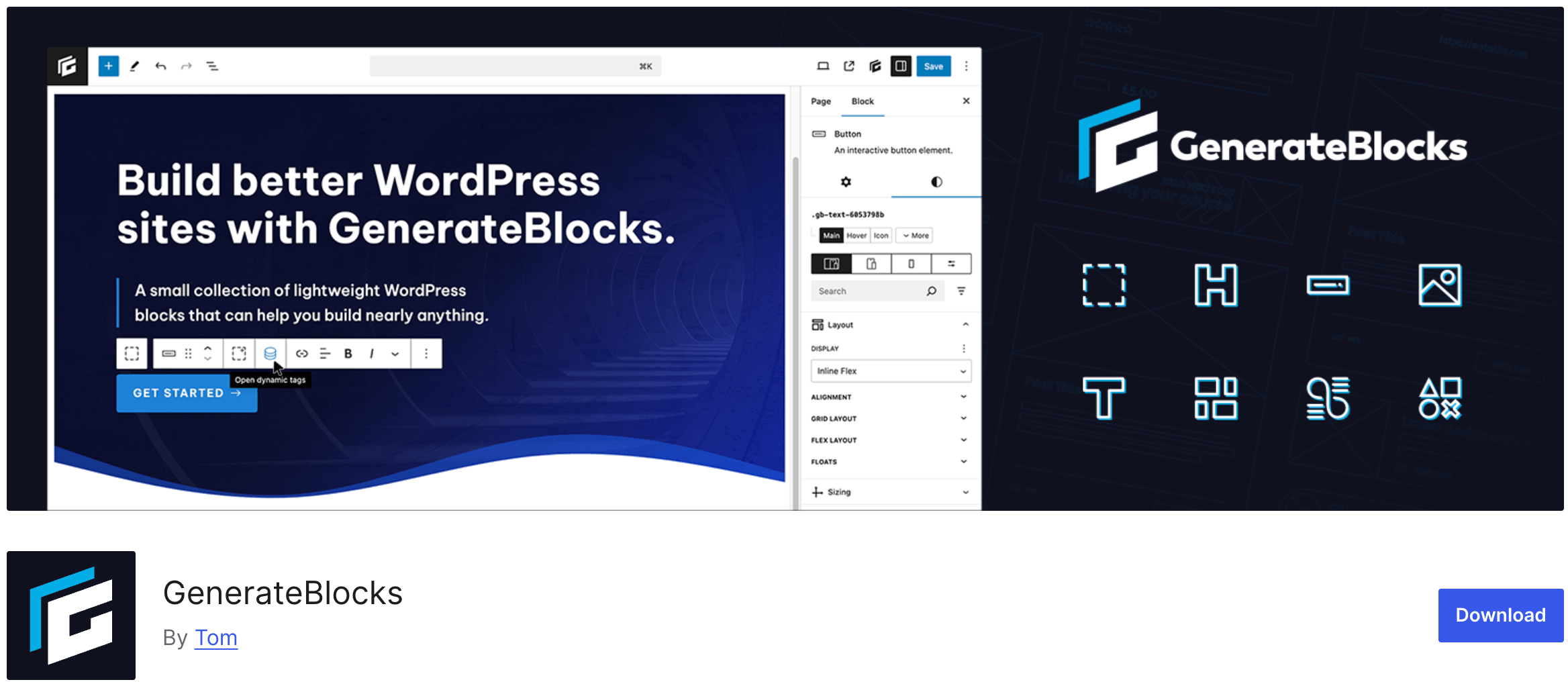 GenerateBlocks plugin screenshot