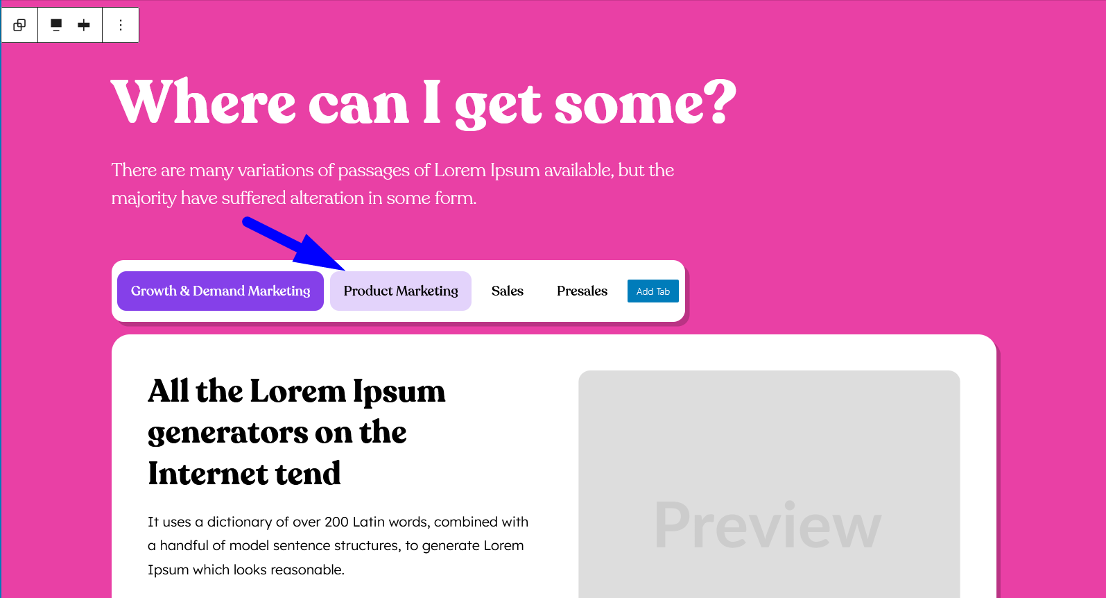This is a screenshot of the hover tab effect
