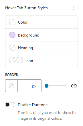 This is a screenshot of hover tab styles
