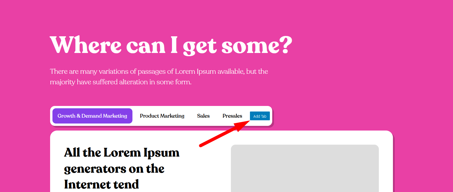 This is a screenshot of adding a tab