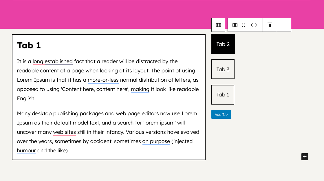 Tab button on the left