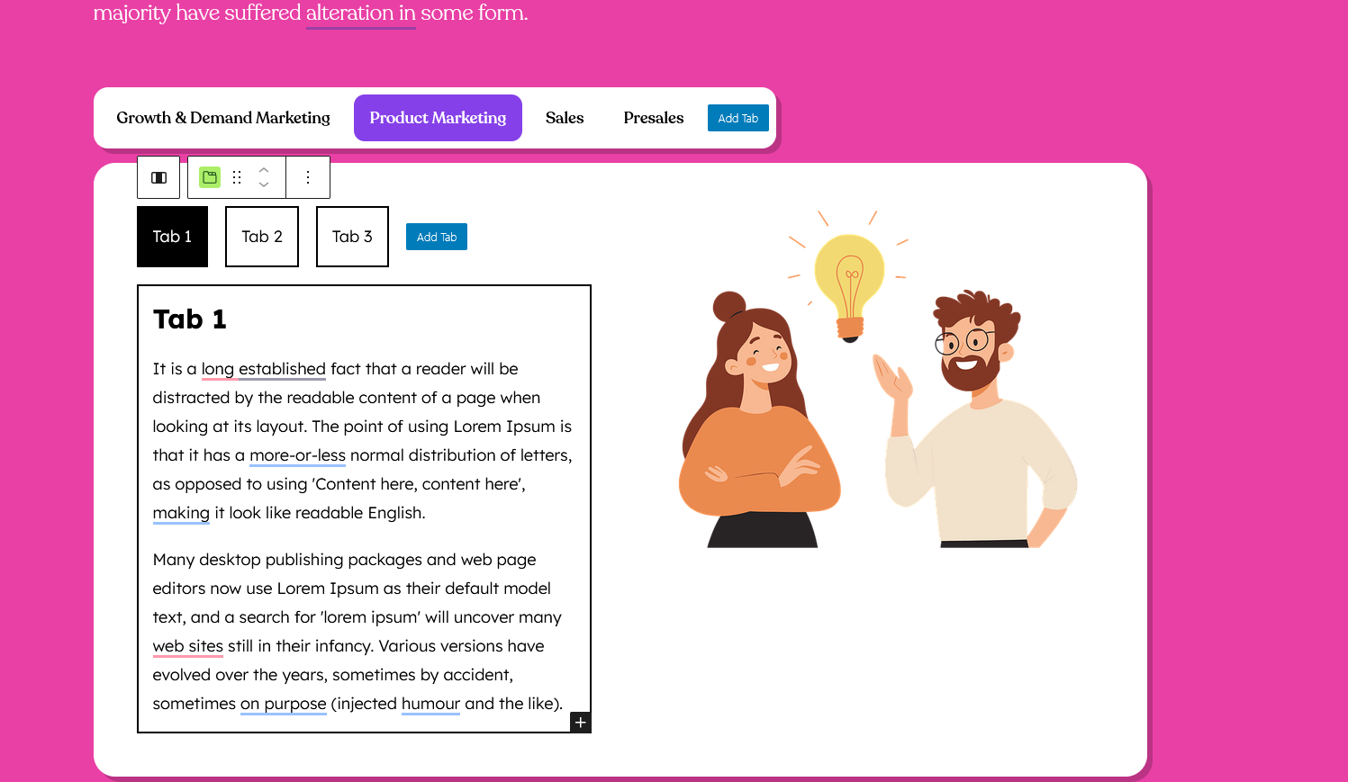 This is a screenshot of nested tabs