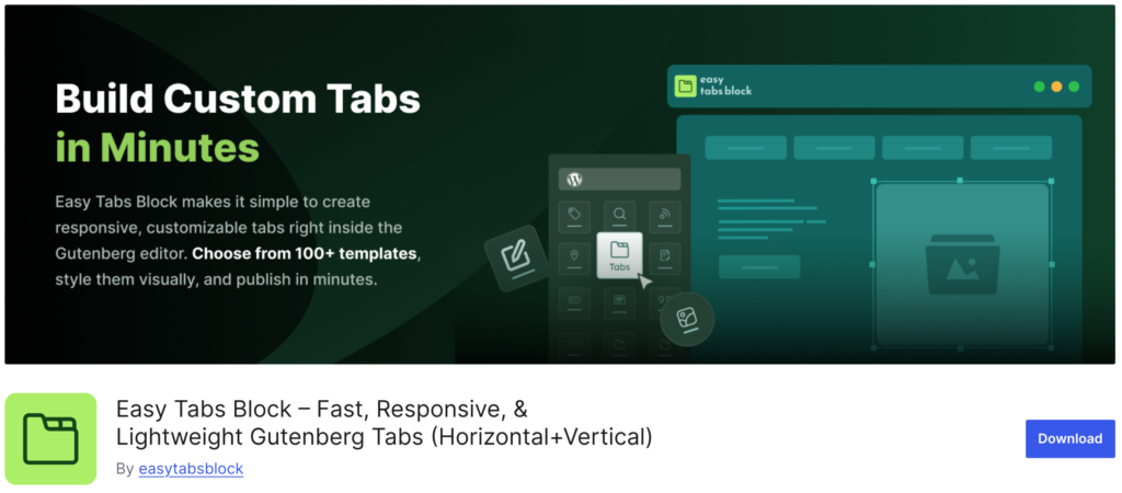 Easy tabs block - Gutenberg tabs plugin image