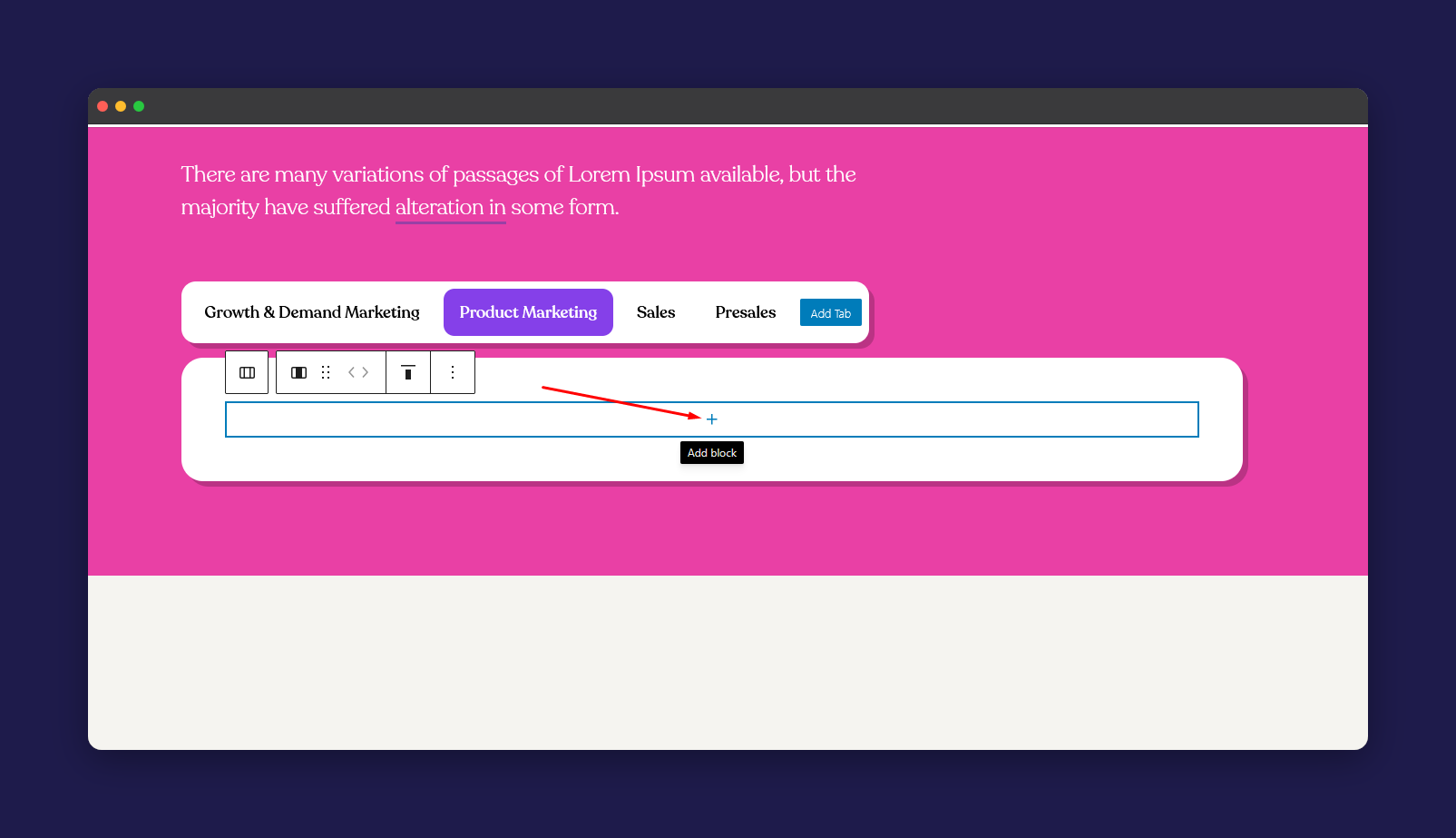 This is a screenshot of nested tabs