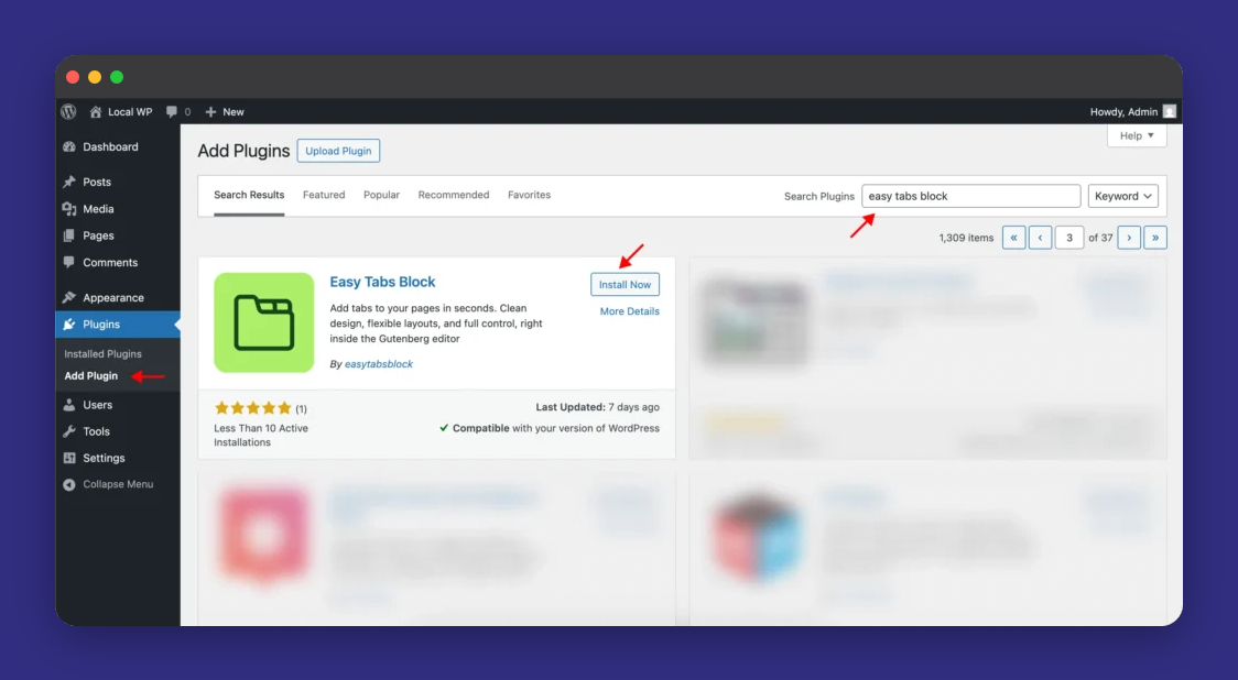 Install Easy Tabs